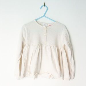 Zara Cream Long Sleeve Button-Up Top